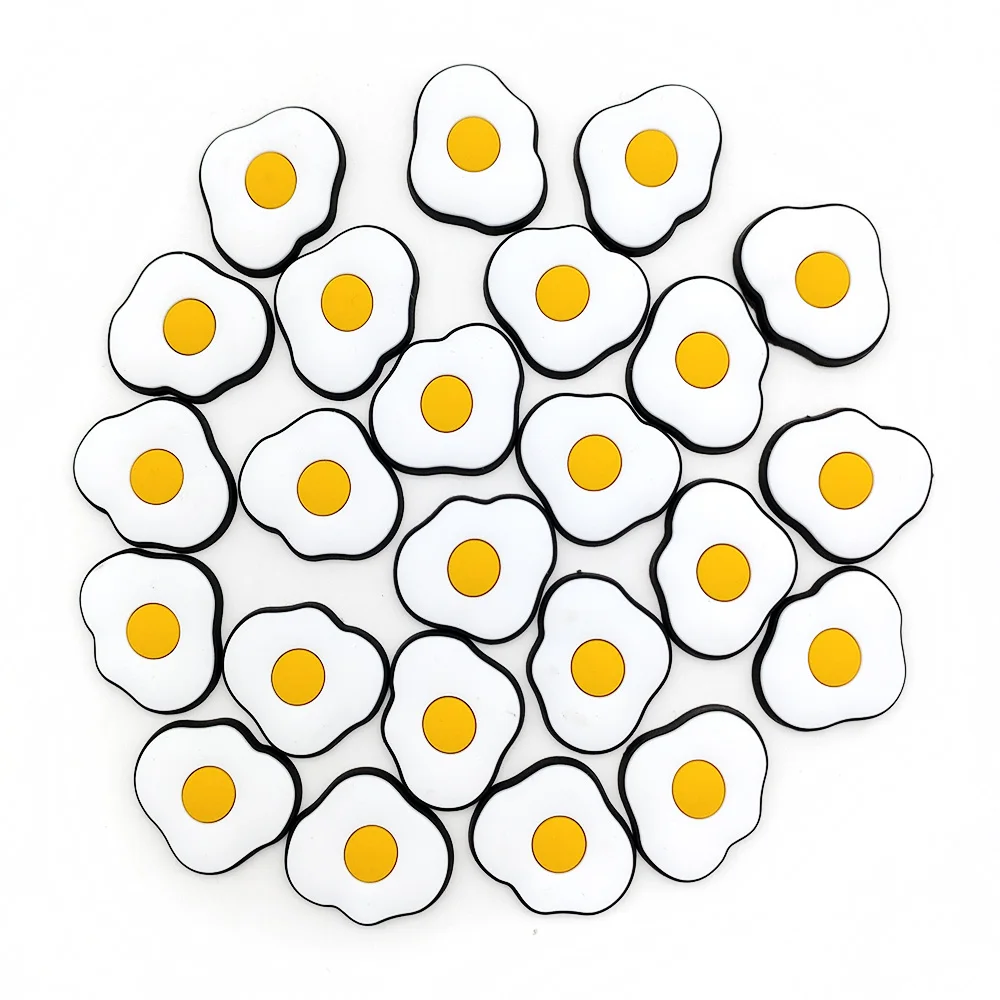 1-100pcs Fried Eggs Resin Shoes Charms Kawaii Shoe Accessories Slices Shoe Decorations Clog Kids Gifts