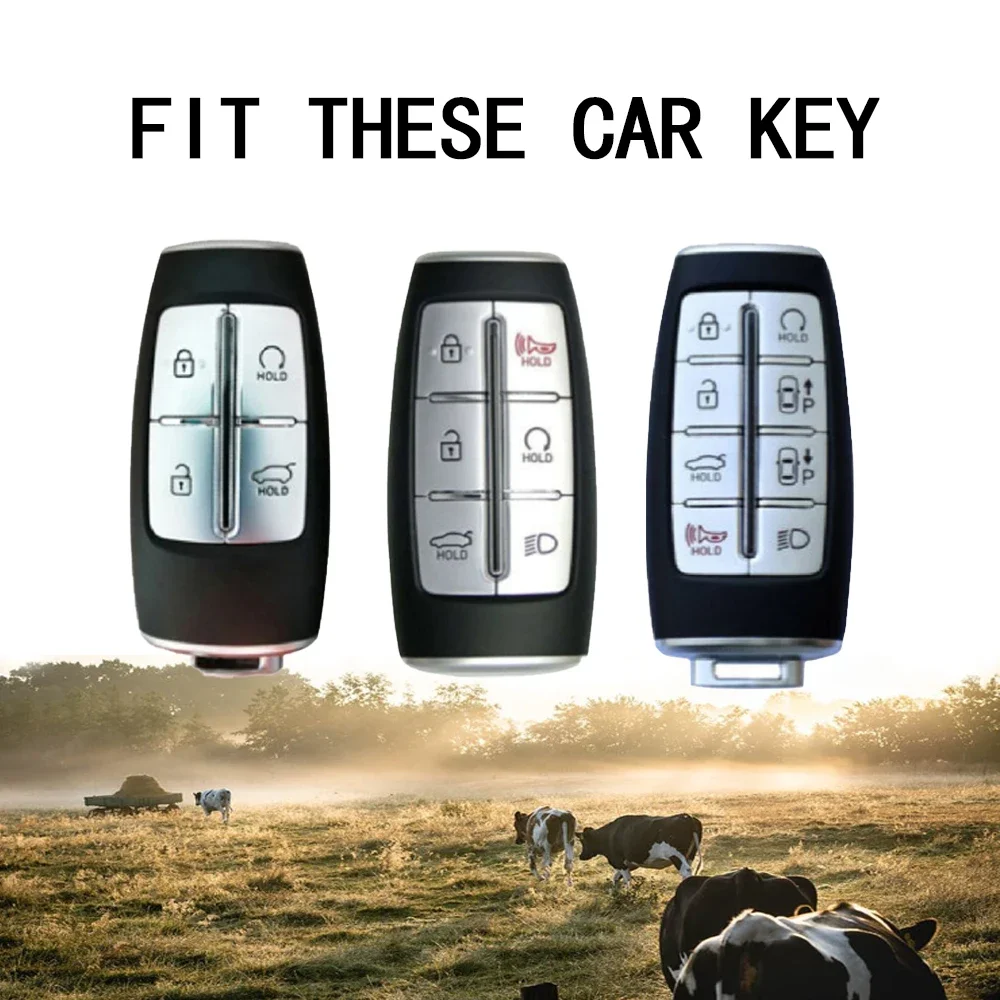 حافظة مفاتيح السيارة الجلدية غطاء لشركة هيونداي جينيسيس G80 GV70 GV80 GV90 2019 2020 2021 2022 مفتاح حامي شل حقيبة #3