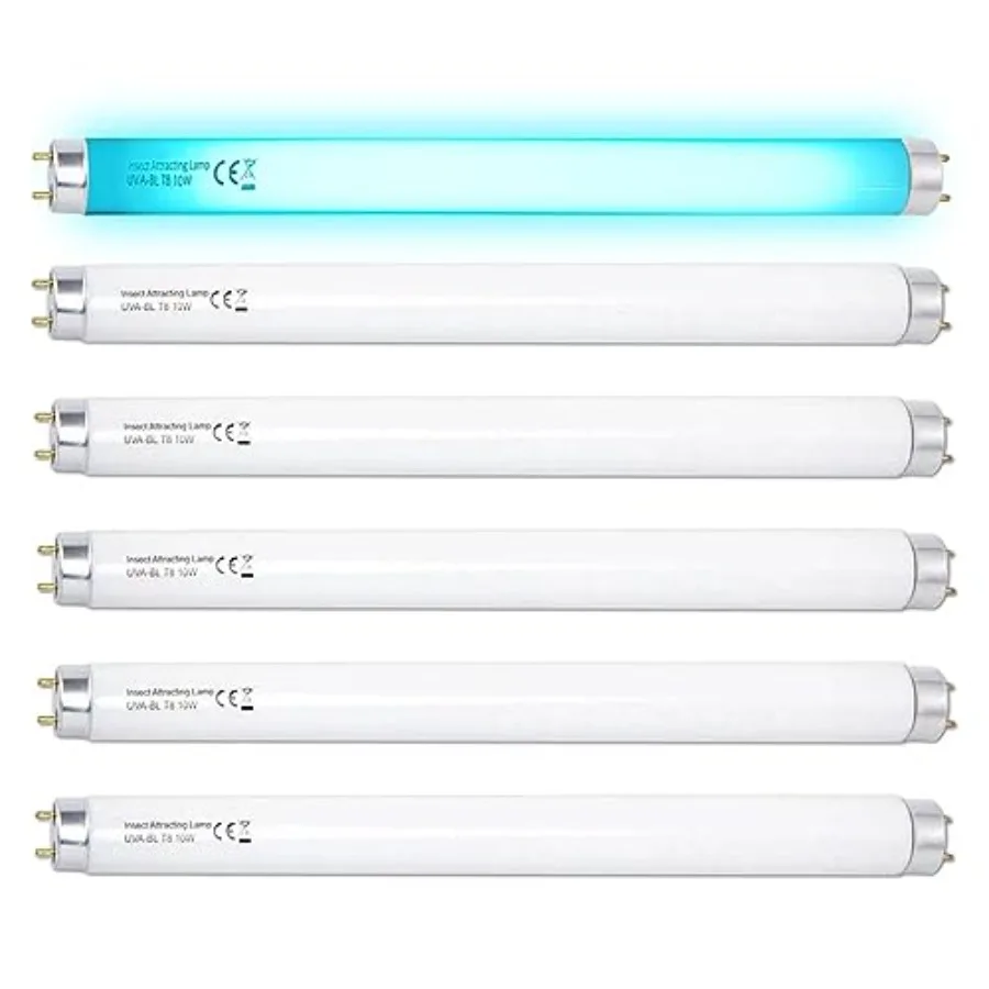 6 Pack T8F10W BL 10W Replacement Bulbs T8 10 Watts Fluorescent Tube for 20W Device 13 Inch 365-nm Black Light