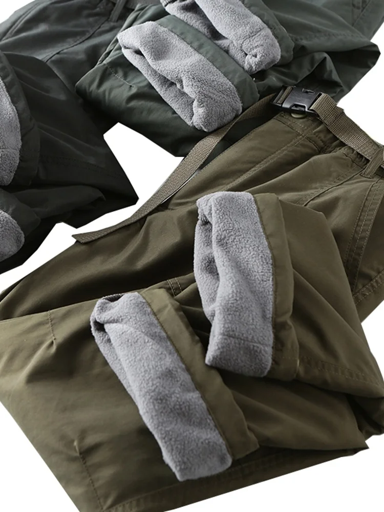 

Men's Outdoor Windproof Waterproof Fce Lined Soft ell Straight Leg Casual Long Trousers Multi ket Workwear Pants