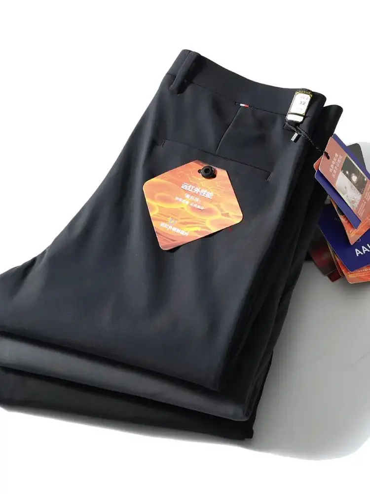 Hochwertige, leichte, mit Fce gefütterte Freizeithose mit geradem Bein für Herren, Herbst und Winter, reine Farbe, warm, bequem, Freizeit...