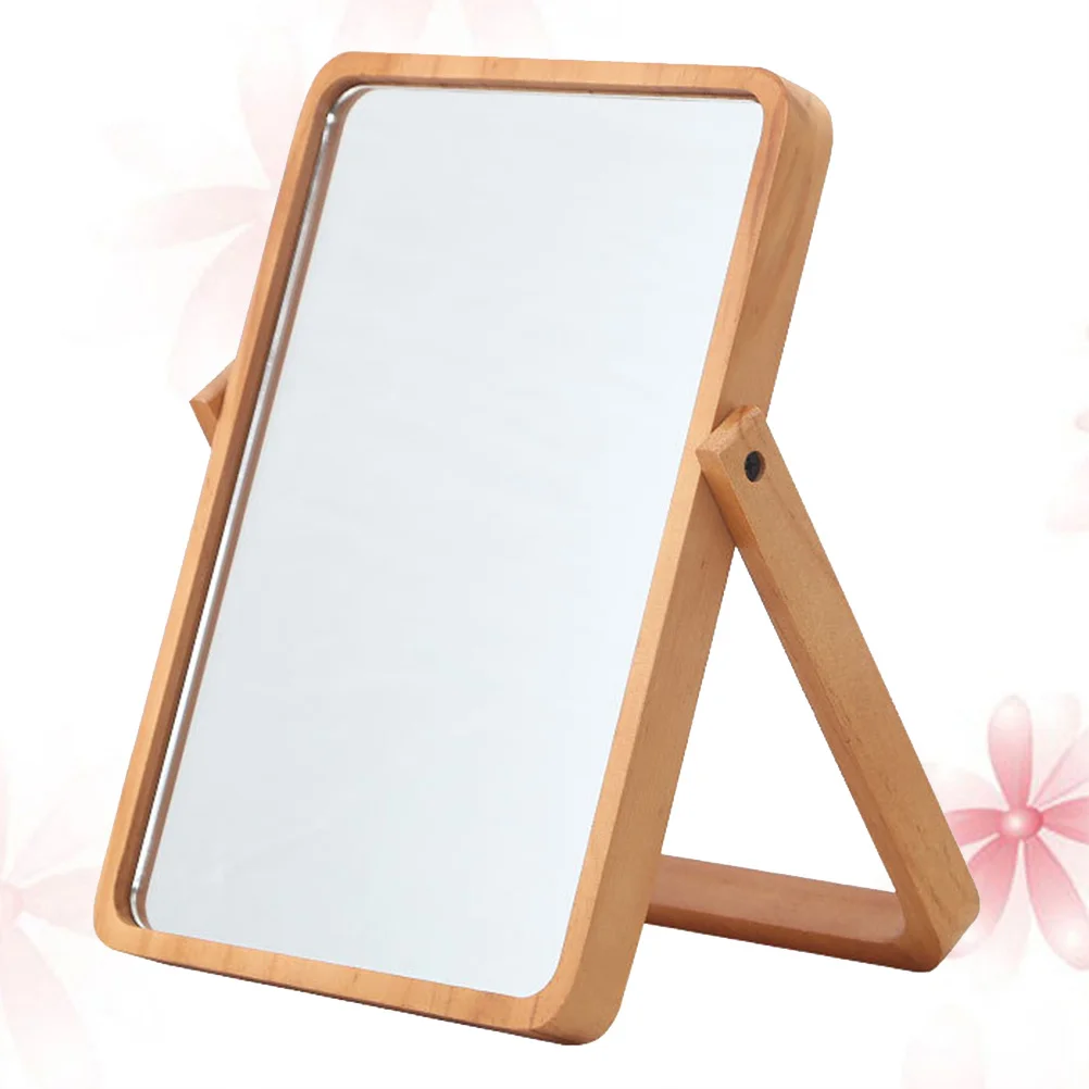Stilvoller Desktop-Spiegel aus Holz, exquisites Design, langlebiges Material für den täglichen Gebrauch im Schlafzimmer, Badezimmer, Holzfarbe