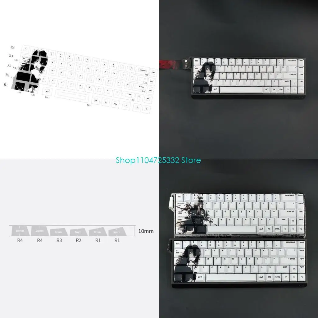 

P5EA 68 клавиш, уникальные колпачки с принтом, 5 сторон, сублимационная краска для механической клавиатуры, оригинальная высота,