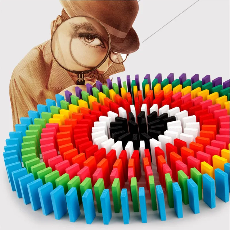 120pcs Wooden Domino Toys Children Color Sort Rainbow Blocks Kids Early Bright Dominoes Games Educational Toys Gift