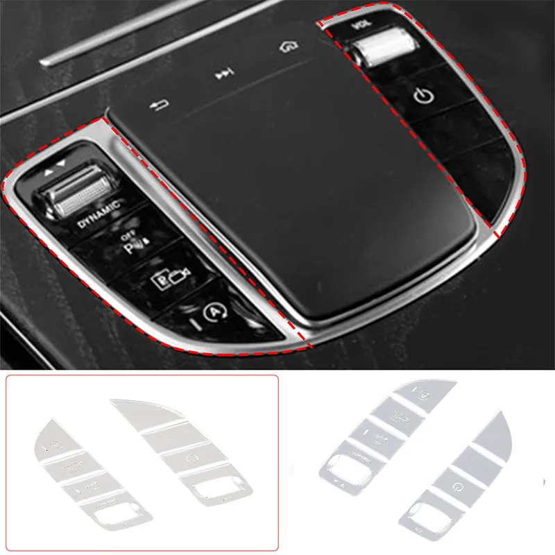 [Ready Stock] For Mercedes W205 / X253 Center Console Mouse Button Sticker Alloy Silver 8PCS