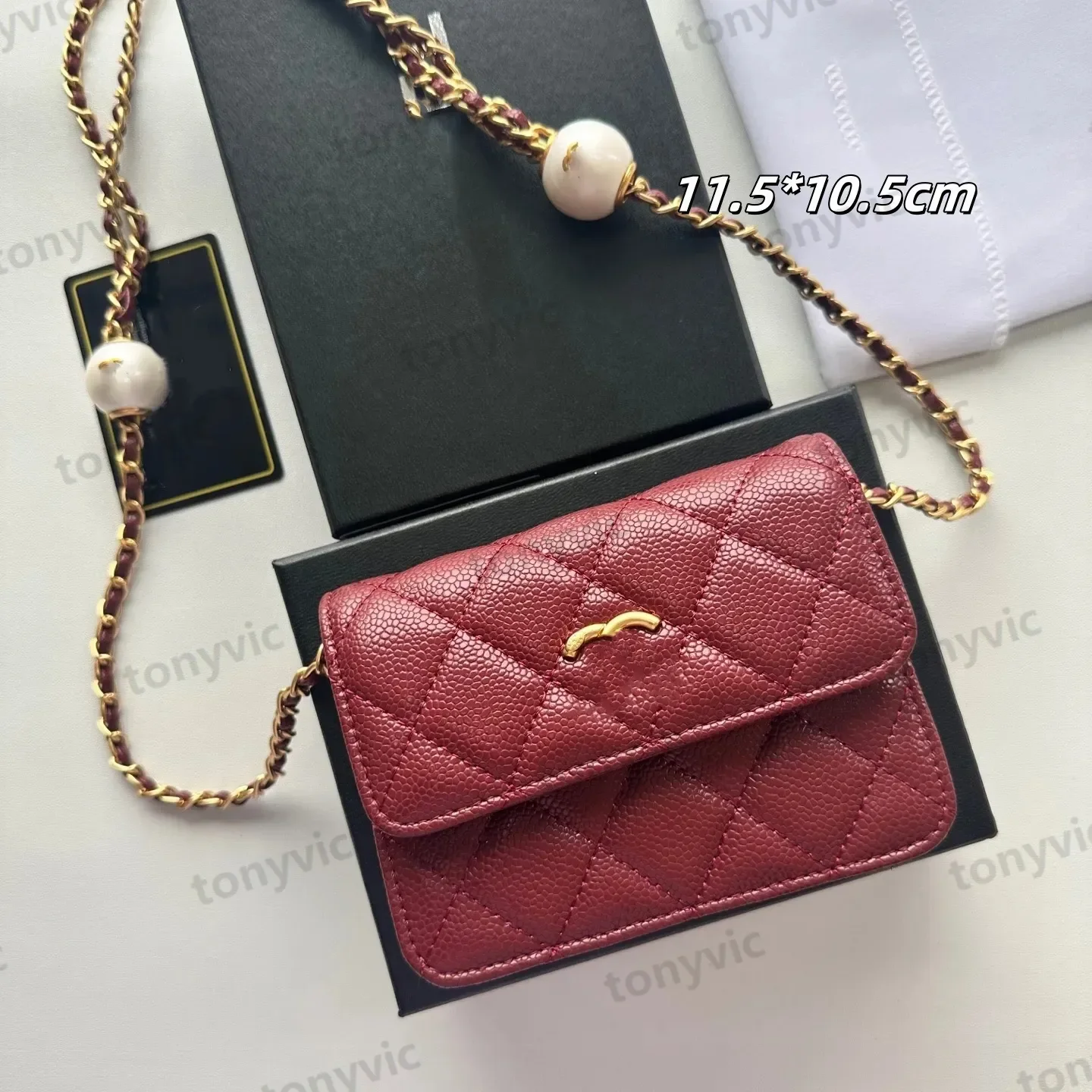 

Womens Leather Shoulder Bag Designer Classic Mini Pearl Chain Bag Versatile Luxury Crossbody Small Square Bag Womans Diamond Lat