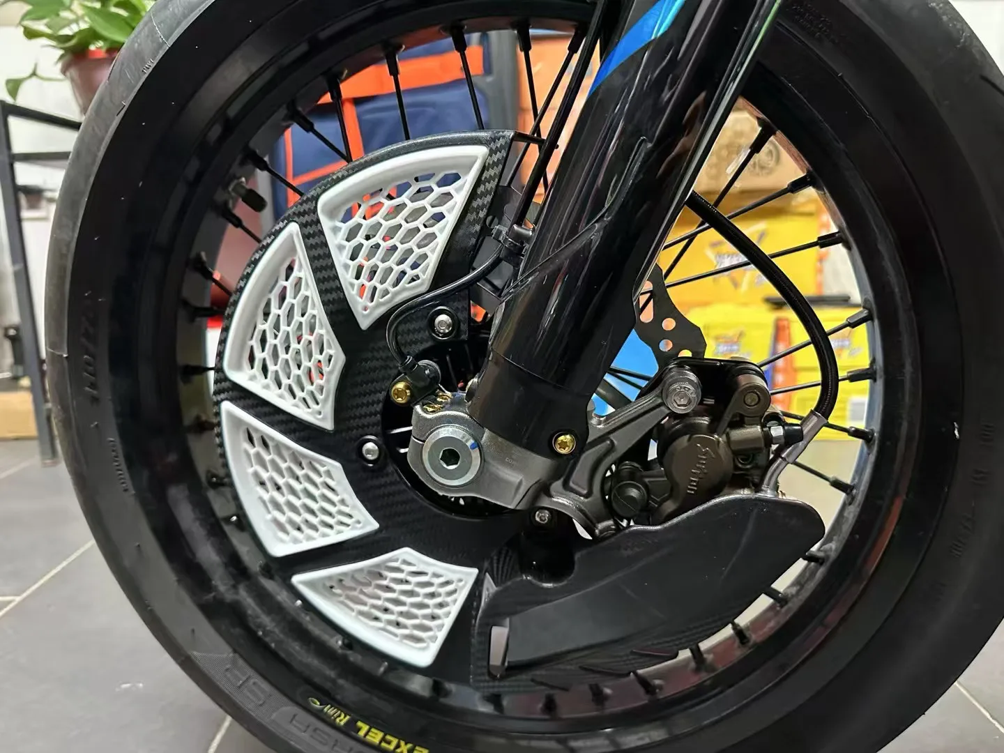 Front Disc Brake Protector Cover Black White Plastic Reinforced Brake Disc Guard Modification Parts for Surron Ultra Bee Electri