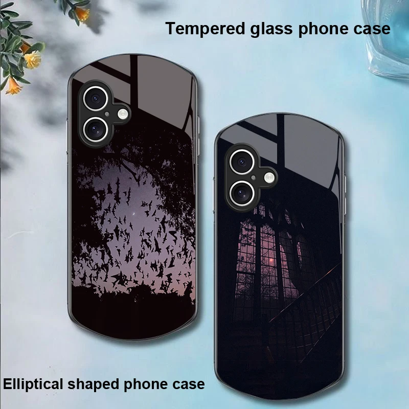 

The Dark House For Apple IPhone 16 11 13 15 14 Pro Max 12 Mini 7 8 Plus XR X XS SE Elliptical Shaped Tempered Glass Phone Case