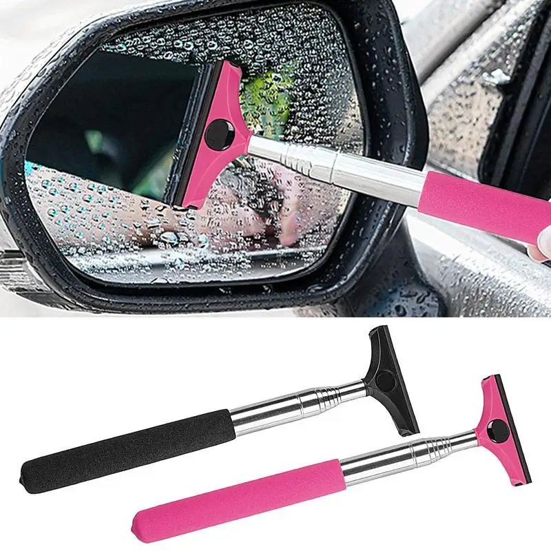 

Portable Rainy Glass Window Cleaning Tool Wiper Extendable Handle Car Side Mirror Squeegee Telescopic Rearview Mirror Squeegee