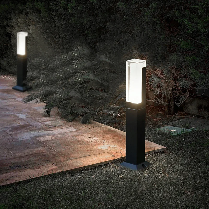 27/40cm 7W Square Aluminum Pillar Path Aisle Waterproof Lawn Lamps Garden Street Patio Ground Landscape LED Lighting Home Decor