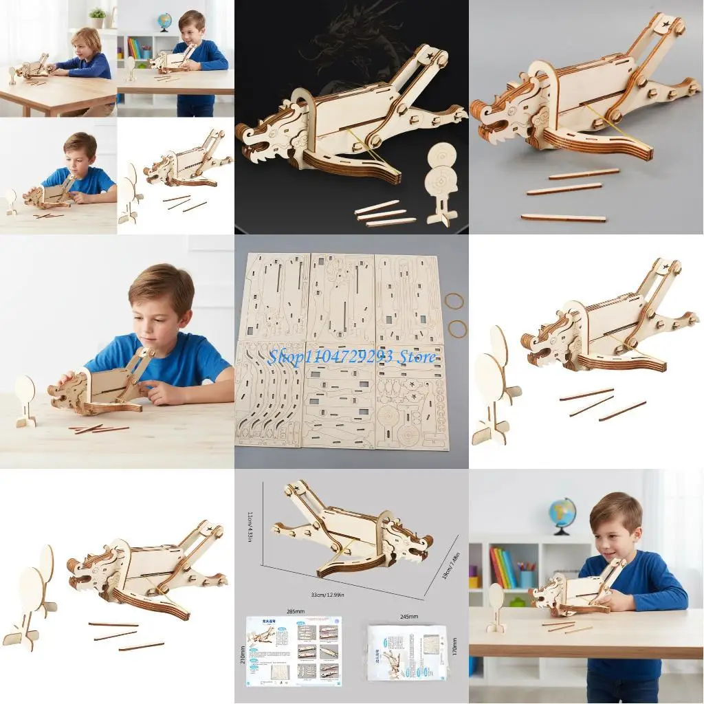 Y2GD Educational Wooden Dragon Head Design Bows Model For Classroom Demonstrations And Crafting Without Tools Needed