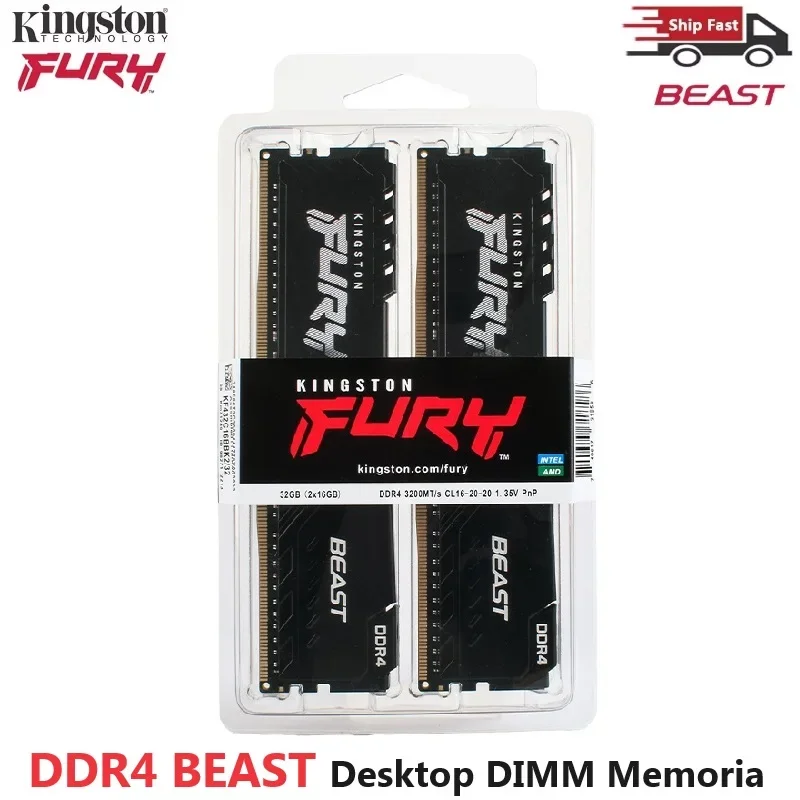 Kingston BEAST DDR4 DIMM RAM Set Desktop Memoria 16GB(2x8GB) 32GB(2x16GB) Kit ram 2666MHz 3200MHz 288Pin Desktop Ram For Desktop