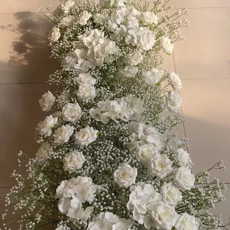 Wedding Decorations Artificial Flowers Window Display Arched Iron Frame Background Iridescent Orchid Hanging Flower String