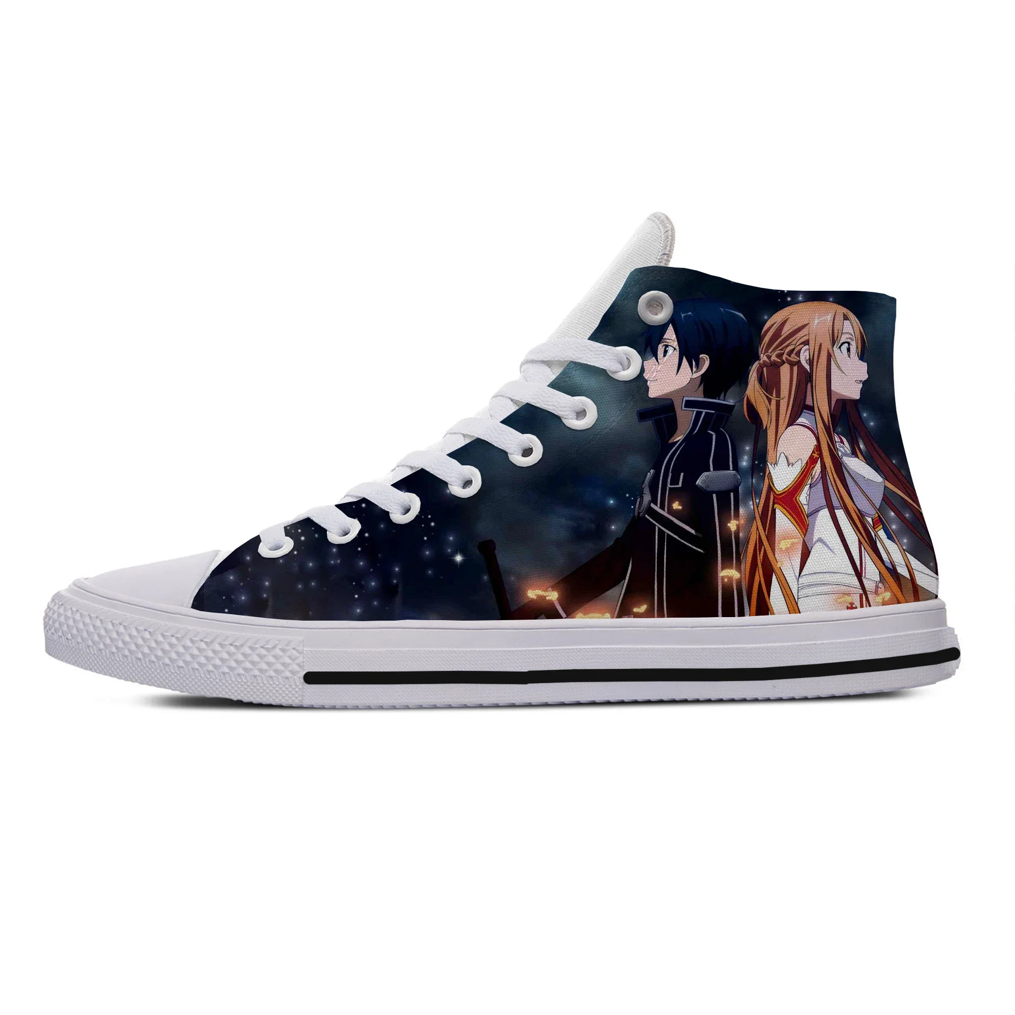 

Hot Sword Art Online Shoes Asuna Kirito Kirigaya Kazuto SAO Косплей Аниме Мужчины Женщины Дышащие легкие высокие парусиновые туфли