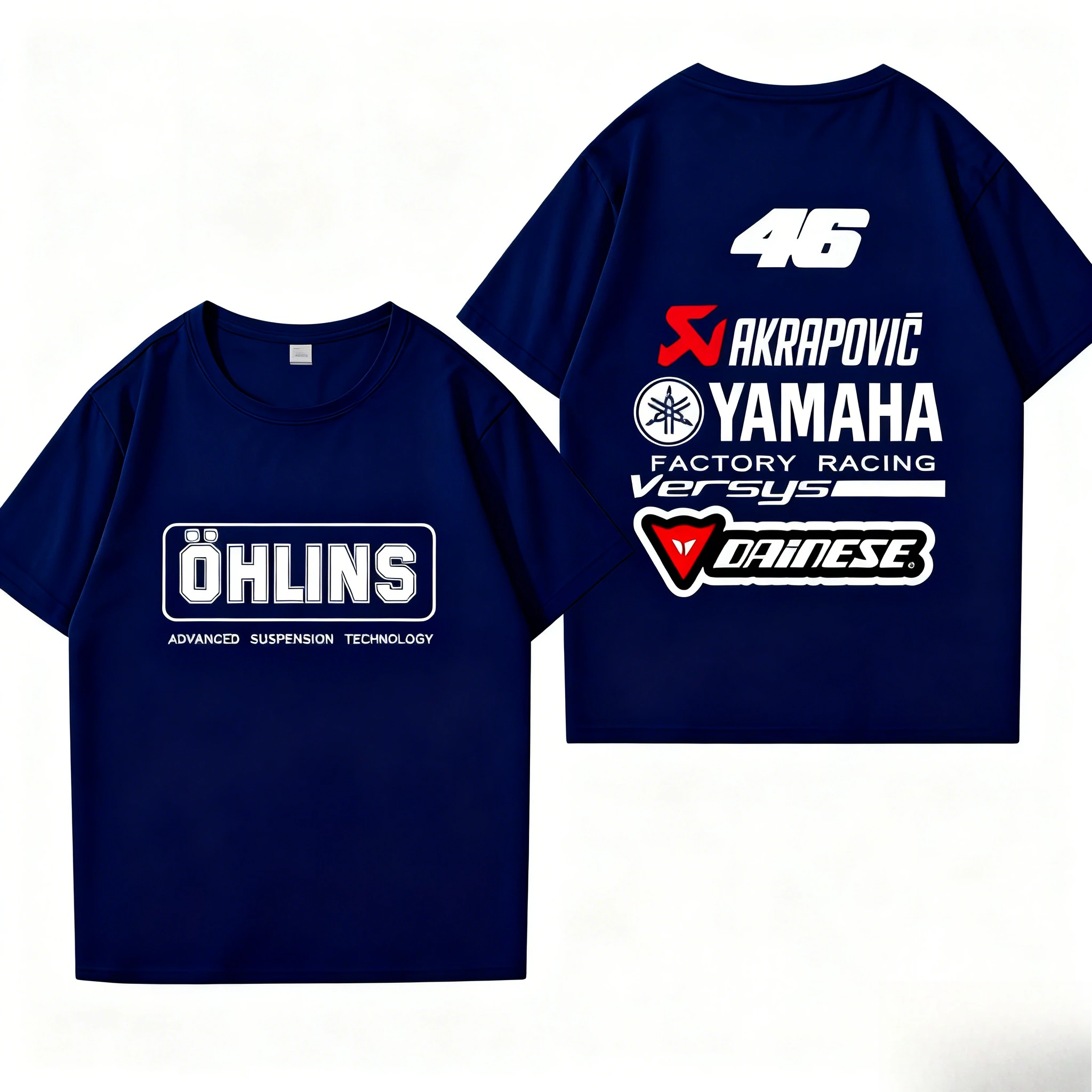 الصيف ياماها العصرية الترفيه دراجة نارية قصيرة الأكمام تي شيرت الرجال والنساء Crewneck تي شيرت أسفل قميص دراجة الرياضة