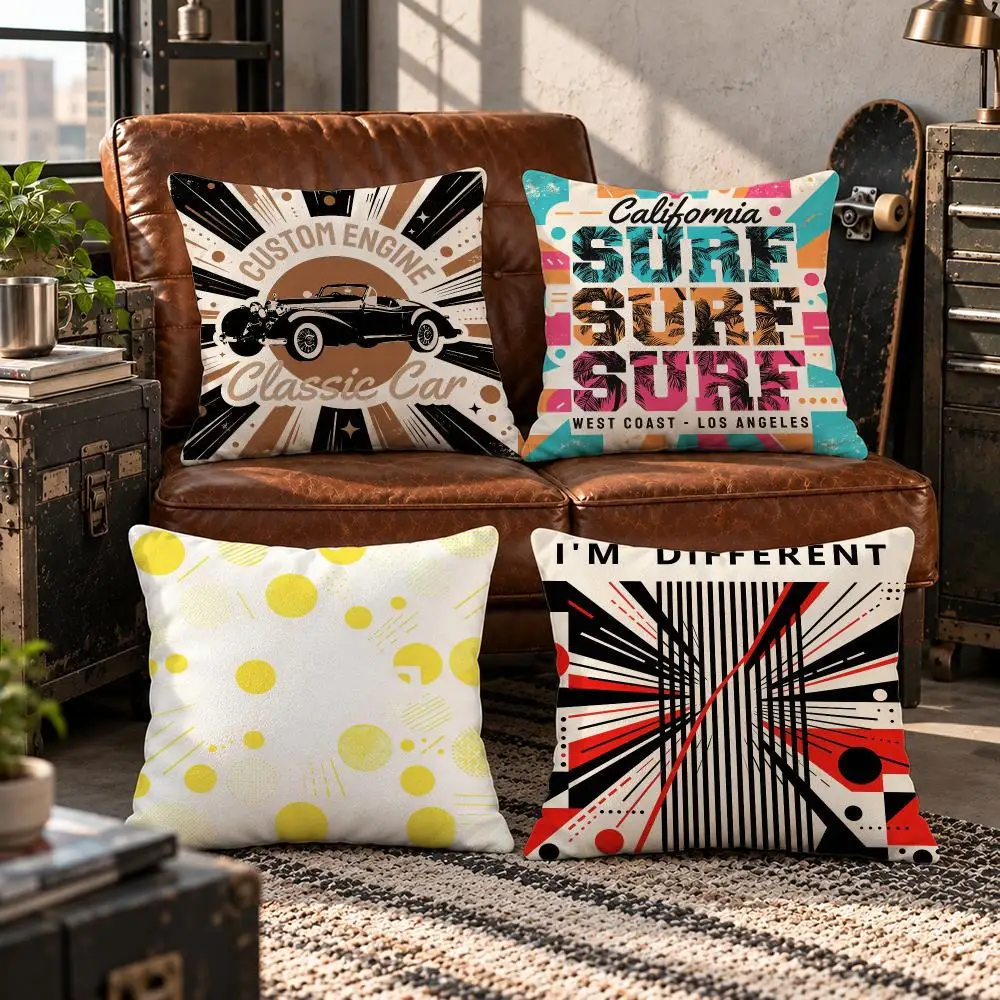 art Geometric Composition Poster Cushion Cover Short Plush Pillow Cover Soft Throw Cushion Case for Sofa Bedroom Home Decor Gift
