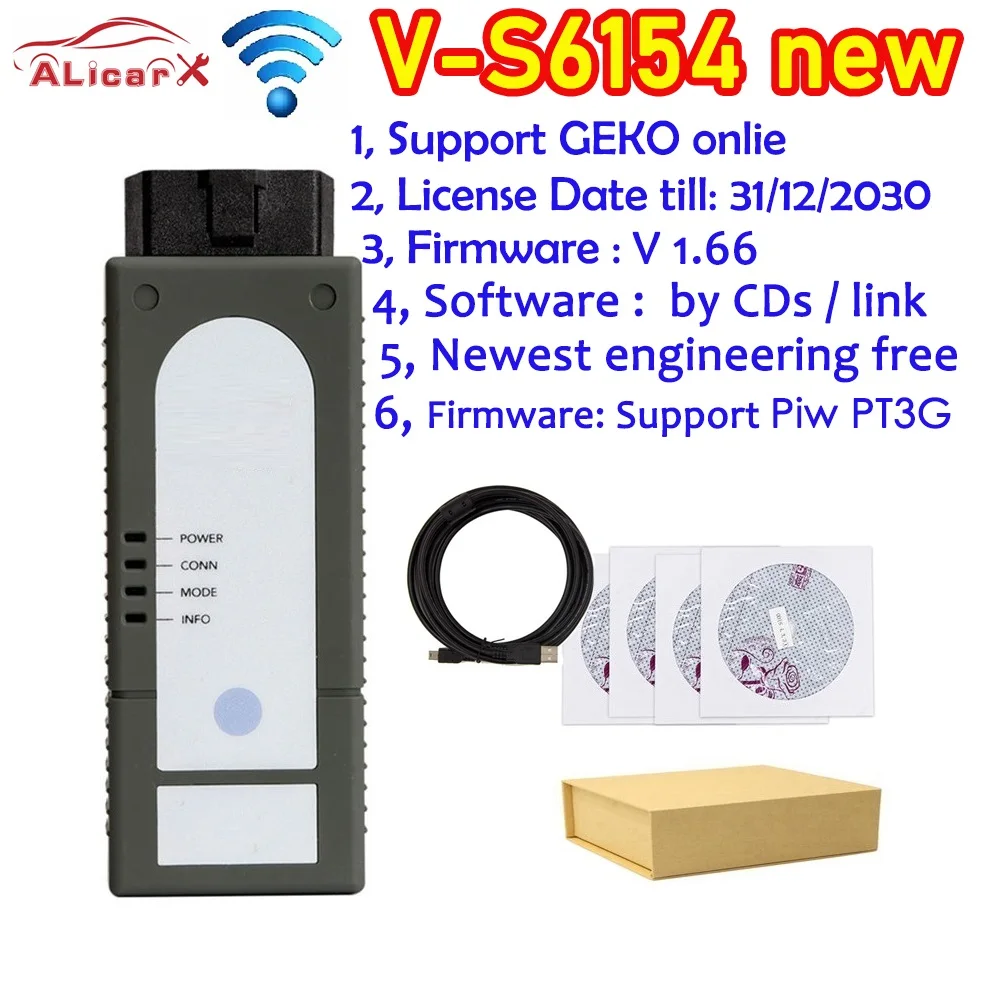 Online 6154 V1.66 install well V6.2 software Engineer V14.1 Flash ECU 6154 Wifi forV-W A-udi car diagnostic Unlimited Licences