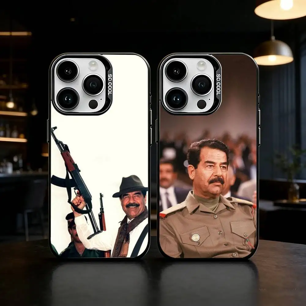 

S-Saddam H-Hussein Phone Case For iPhone 17 16 15 14 13 12 11 Pro Max Plus Silver Matte Black Cover