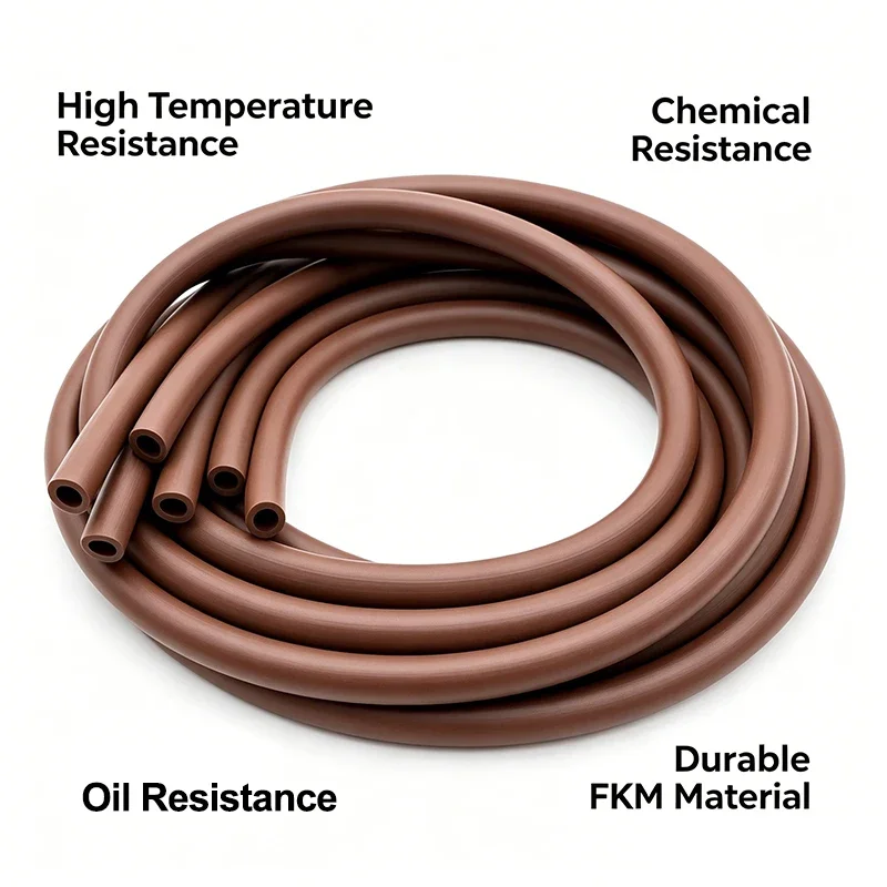 ID 2–14 mm Flexible Brown FKM Fuel Hose Multi Inner Diameter High Temp Tube oil resistance 1M/2M/3M/5M For mechanical equipment