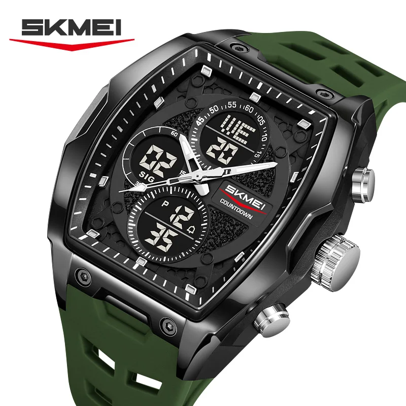 SKMEI 2601 New Business Men's Retro Luxury Digital Electronic Watch Dual Display Waterproof High End Digital Clock Reloj Hombre
