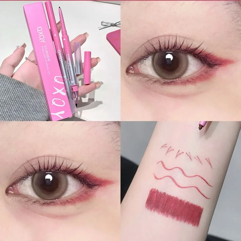 Dwustronny eyeliner w żelu z pędzelkiem pod kątem, długotrwały, naturalny czerwony, czarny, brązowy, nie rozmazuje się, szybkoschnący, efekt 3D, pisak do efektu jedwabnika.