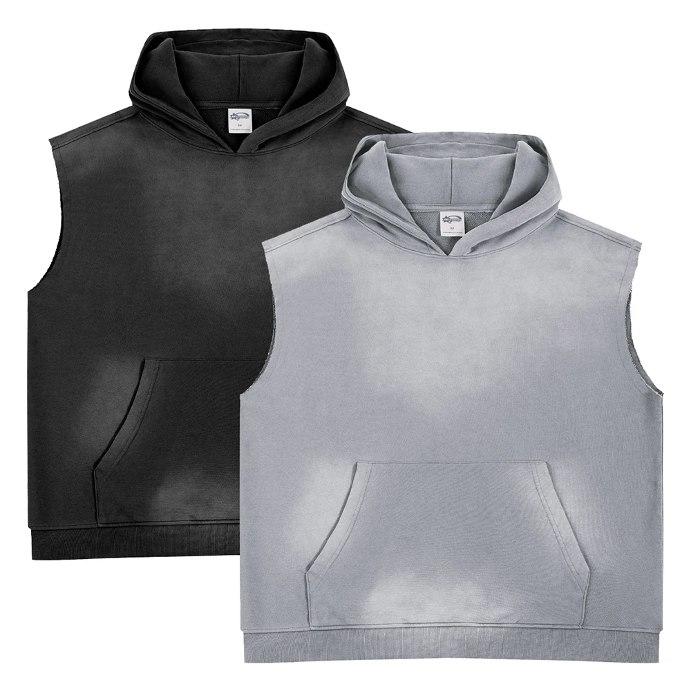 

Hoodies Men Sleeveless Vintage Washed Hoodie Men's Sweatshirt Hooded Retro Women's Shirt Y2k Clothes Oversize Streetwear Tops