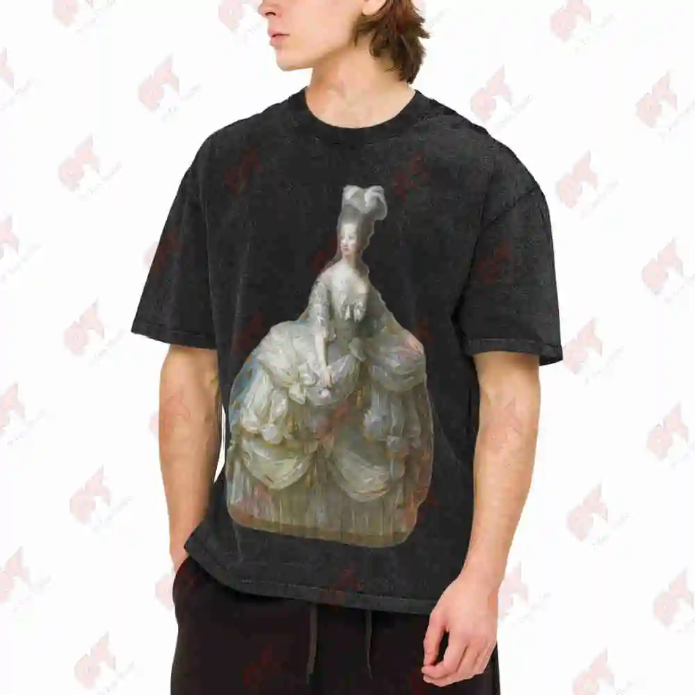 Marie Antoinette Painting Vintage Washed Tee Pure Cotton T-Shirt