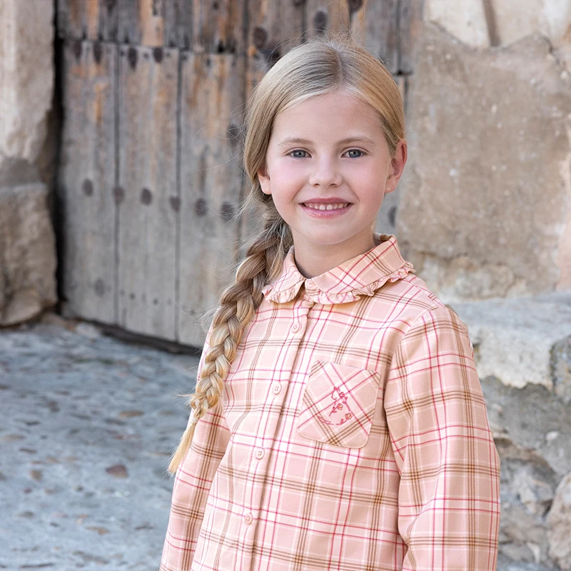 Dave Bella Girls Plush Shirt Autumn Winter Long Sleeve Blouse Children Checkered Pullover Warm Outerwear Kids Clothing DK4243628