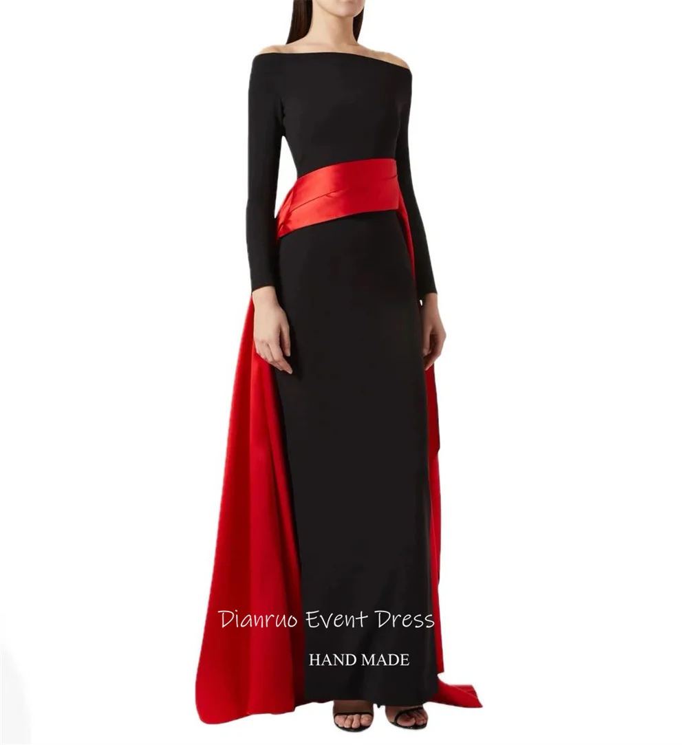 Dianruo Dubai Вечерние платья с рюшами Синий атлас فساتين سهرة Прямые платья для выпускного вечера с открытыми плечами в Аравии по индивидуальному заказу