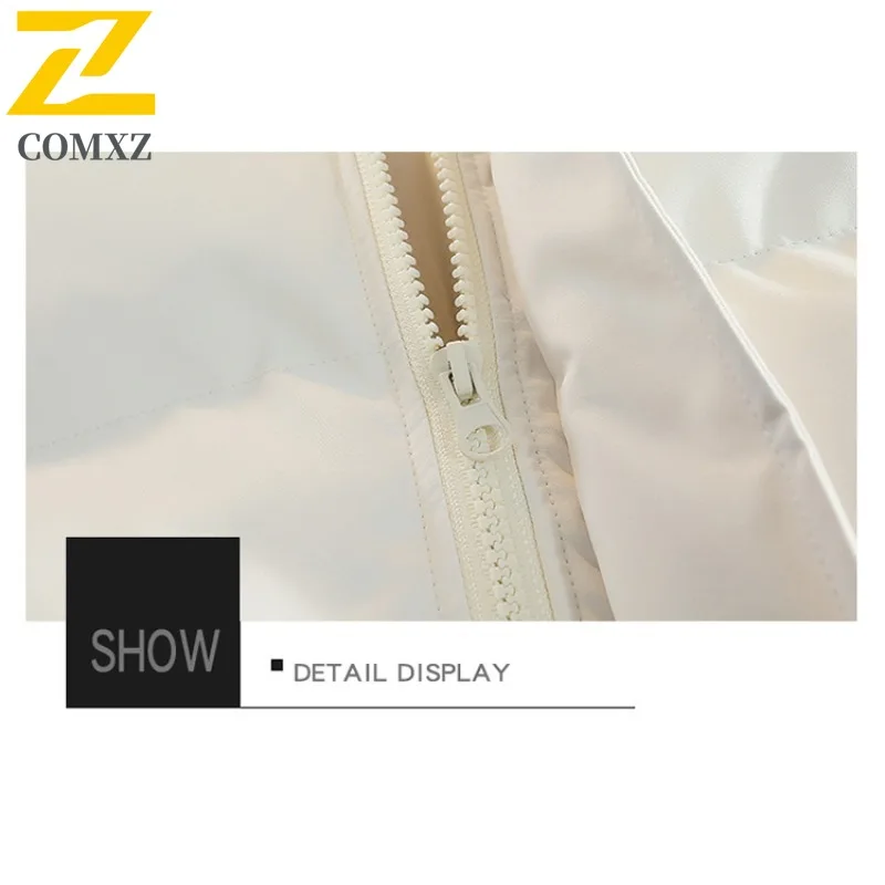 COMXZ 2025 Mens M8-XL Thickened Fleece Stand Collar Puffer Jacket Winter American Style Solid Color Casual Outdoor Sports Coat