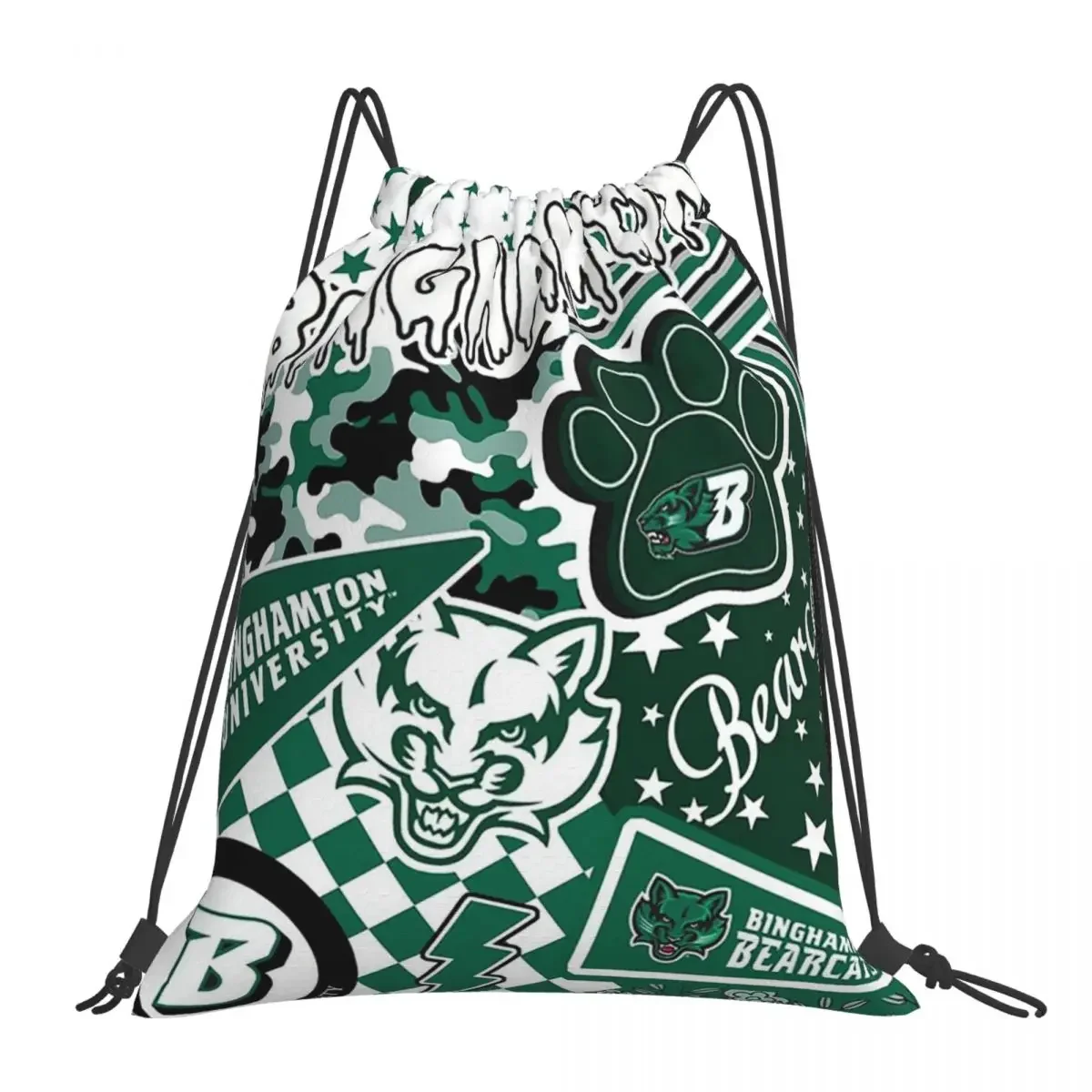 Binghamton University Backpacks Drawstring Bags Drawstring Bundle Pocket Sports Bag BookBag For Travel Students