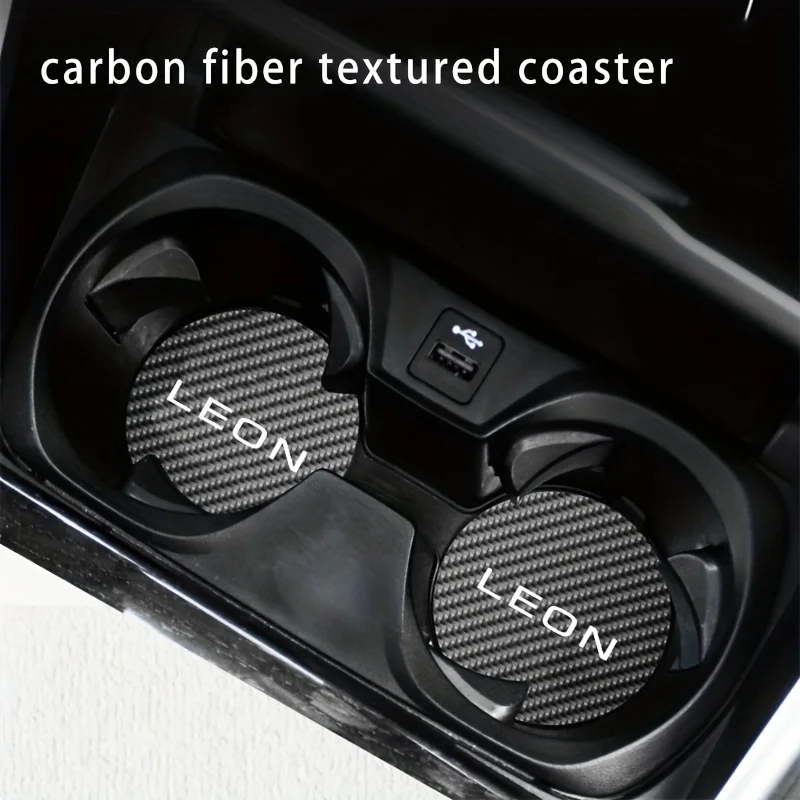 2pcs Compatible for SEAT Leon Mk1 Mk2 Mk3 Ateca Carbon Fiber Dashboard Cup Holders Non-Slip Spill-Proof Scratch-Resistant