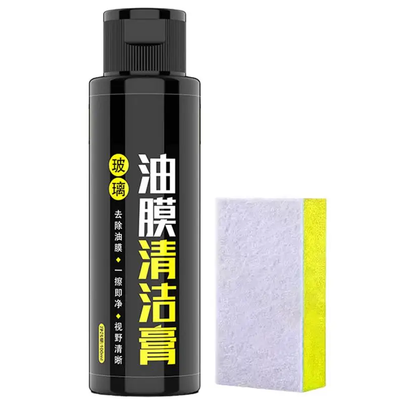 

Windshield Oil Film Remover 3.38oz Glass Stripper Water Stains Remover With Sponge Water Stains Remover For Sticker Glue Dirts