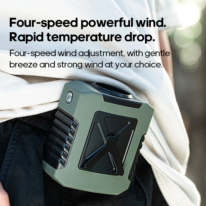 Ventilador de cintura portátil para exteriores de 8000mAh, ventilador de cuello colgante, viento fuerte con banco de energía, iluminación LED para mensajería deportiva, trabajo al aire libre