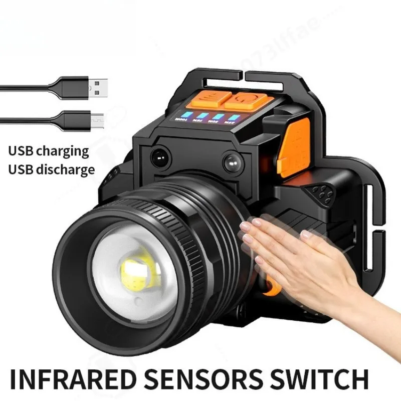 超高輝度-led-ヘッドランプ-usb-充電式モーションセンサー屋外マイナーライトポータブル緊急インテリジェントヘッド照明ツール