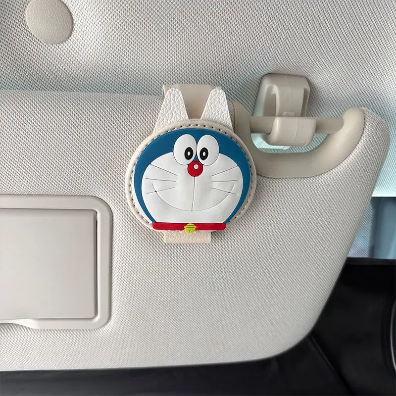 Doraemon Car Sunglasses Clip Sun Visor Multi‑Function Holder for Tickets Bank Card Auto Interior Decor