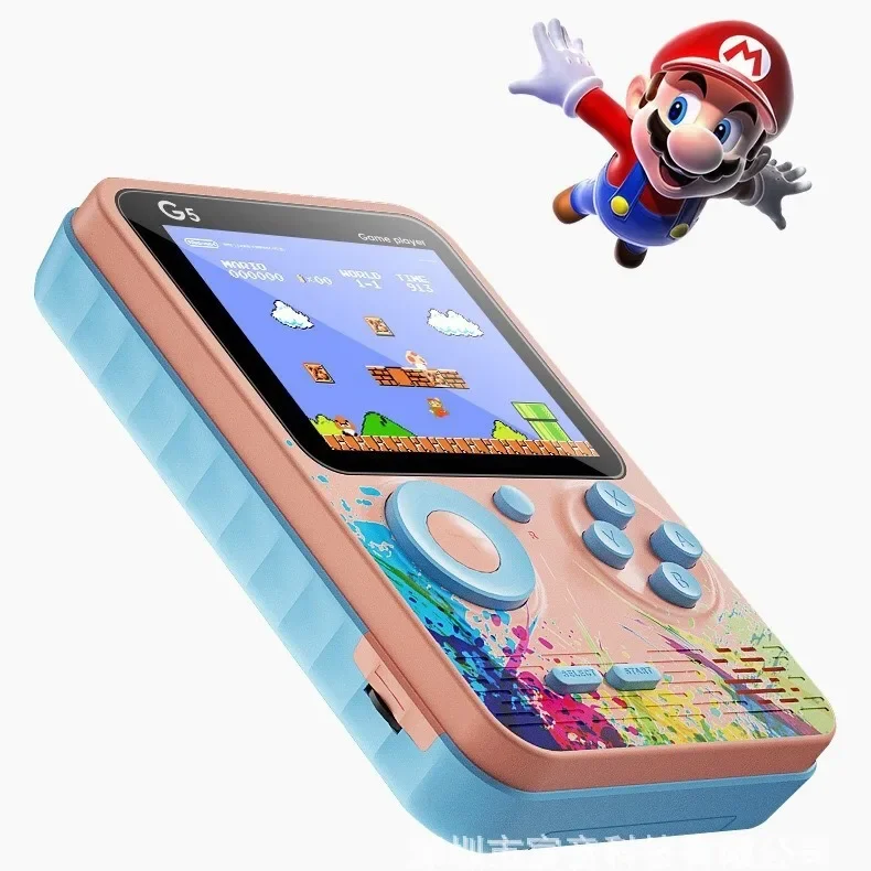 Retro Super Mario Macaron 500-in-1 Handheld Game Player 3-inch Screen Single Double Player Palm Game Machine G5