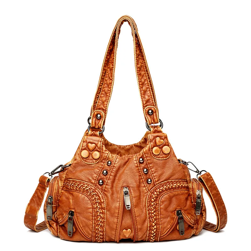 2024 trendy European and American retro women's handbag, fashionable trend, large capacity shoulder crossbody bag