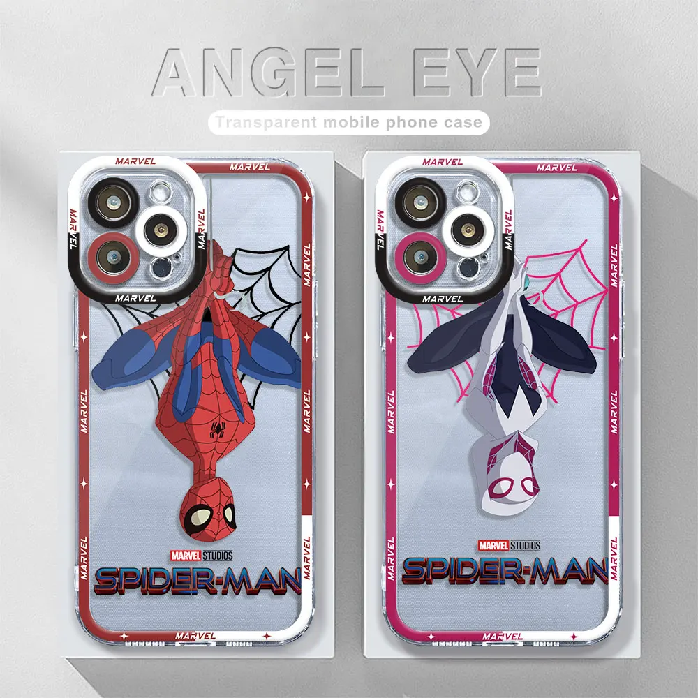 Marvel Spider Man spiderman Phone Case for iPhone 15 XR X 12 Mini 8 Plus 14 Pro Max 7 6s 13 SE 11 Pro XS Transparent Soft Cover