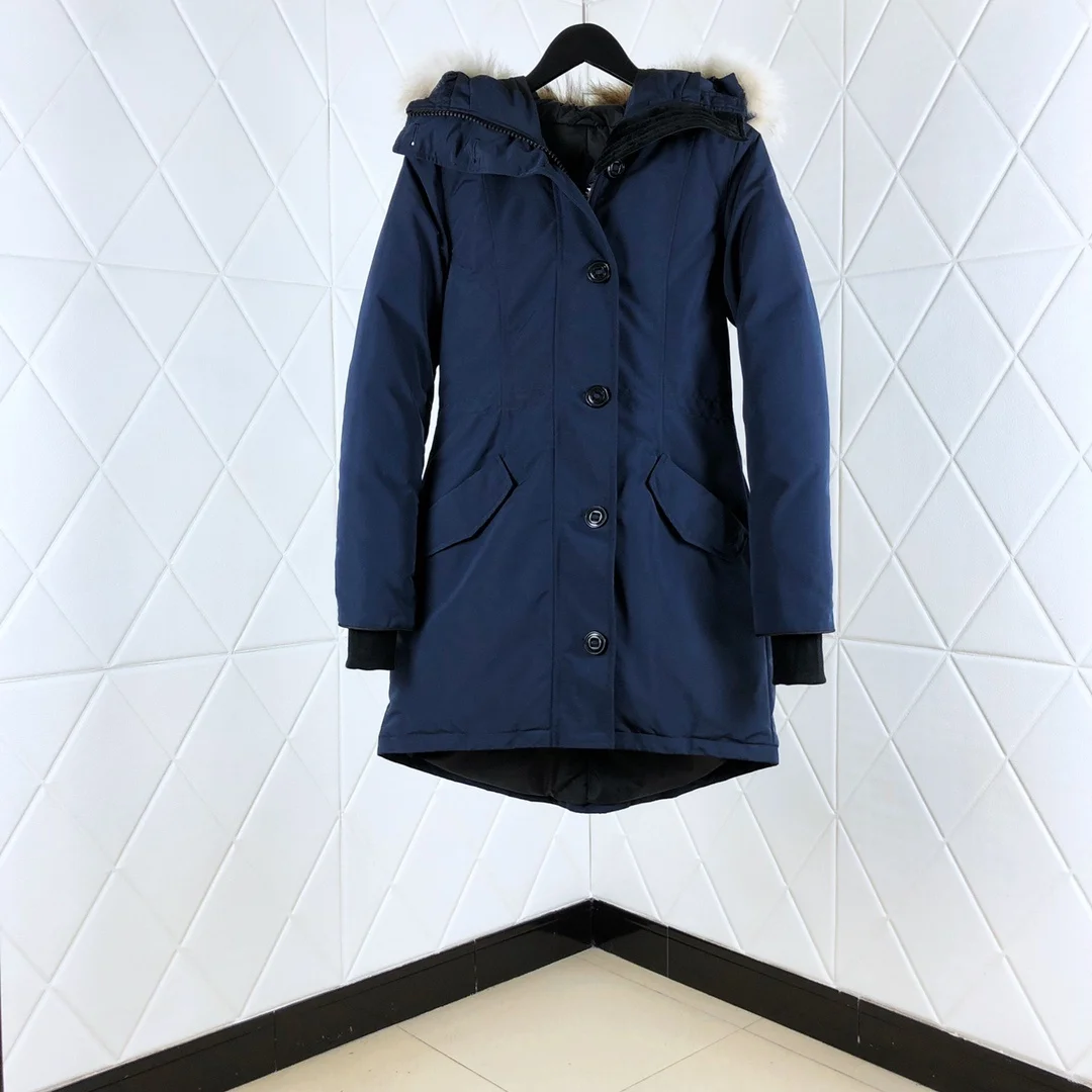 Doudoune épaisse en duvet d'oie blanche pour femme, manteau à capuche de style canadien, parka mi-longue chaude, coupe-vent froid, hiver