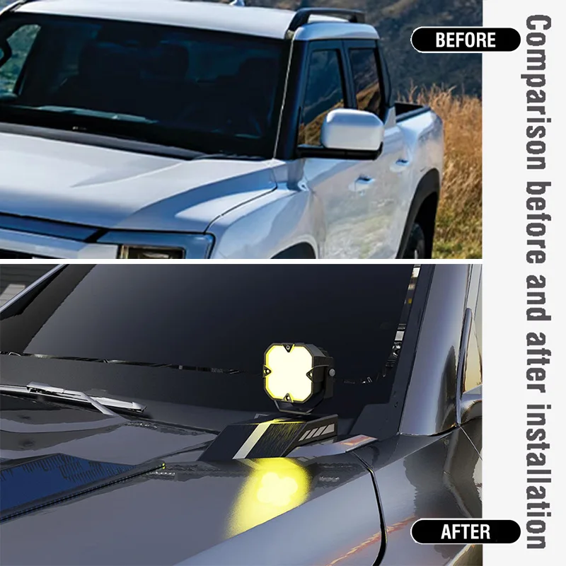 For BYD Shark 6 2024 2025 2026 Car Front Hood LED Light Bar Mounting Bracket Aluminum Alloy Accessories Exterior