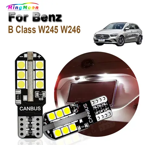 2018 인테리어 주차 번호판 조명, T10 LED 전구, 메르세데스 벤츠 B 클래스 W245 W246 2005-2017, 2 개