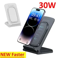 Desktop 30W Wireless Charger Stand Dock Phone Holder For iPhone 16 15 14 13 12 Pro Max Samsung S25 Xiaomi Fast Charging Station