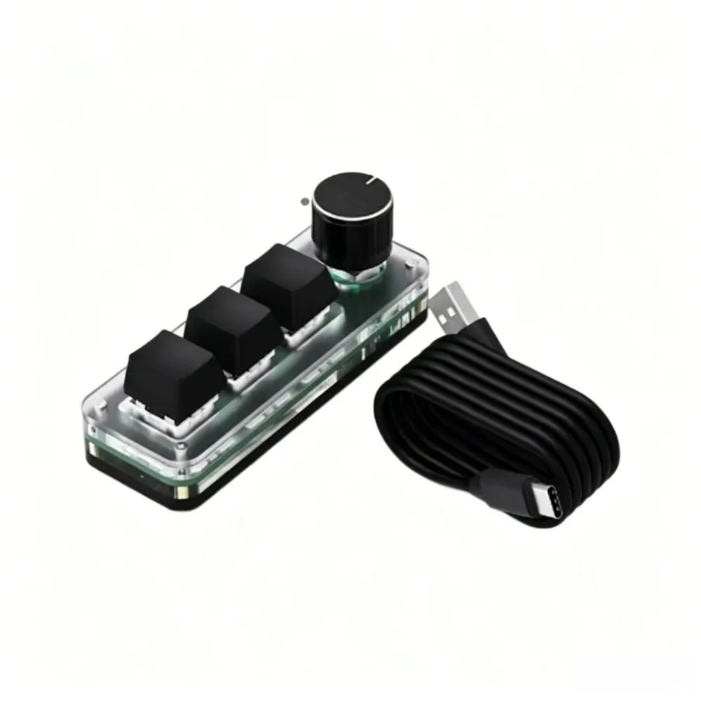 3/4 Keys Programming Keyboard RGB Light Hot Key Custom Keyboard Select Copy Paste Universal Mini Keyboard for Gaming
