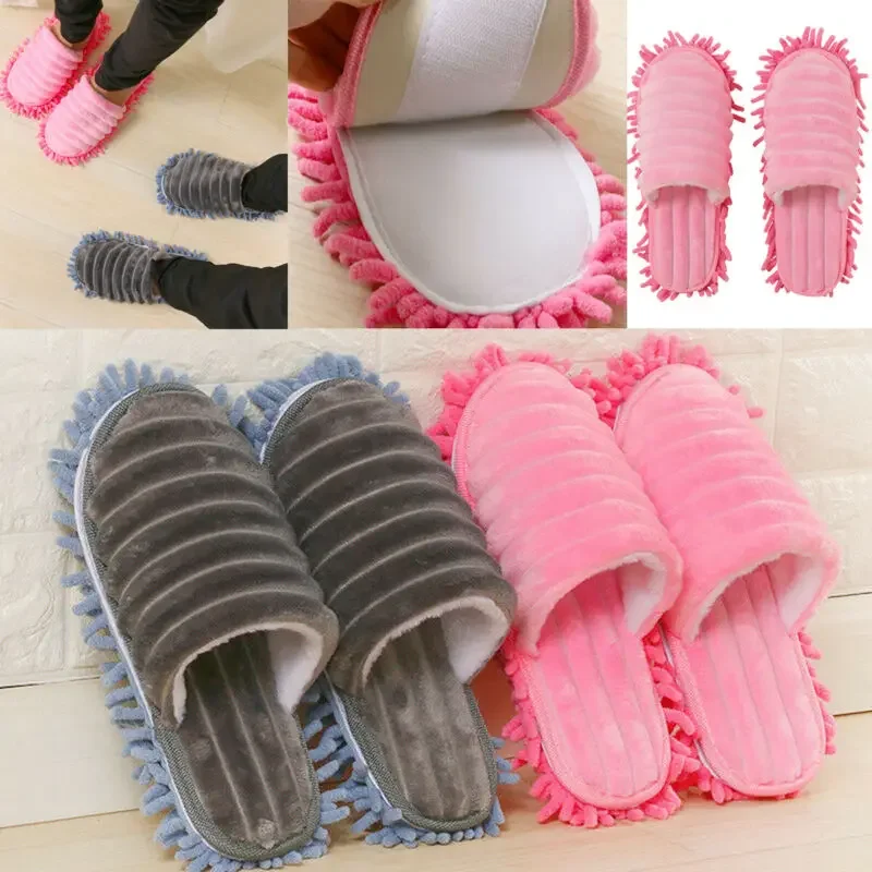 Washable Microfiber Dust Mop Slippers Lazy Quick House Floor Cleaning Shoes Home Shoes