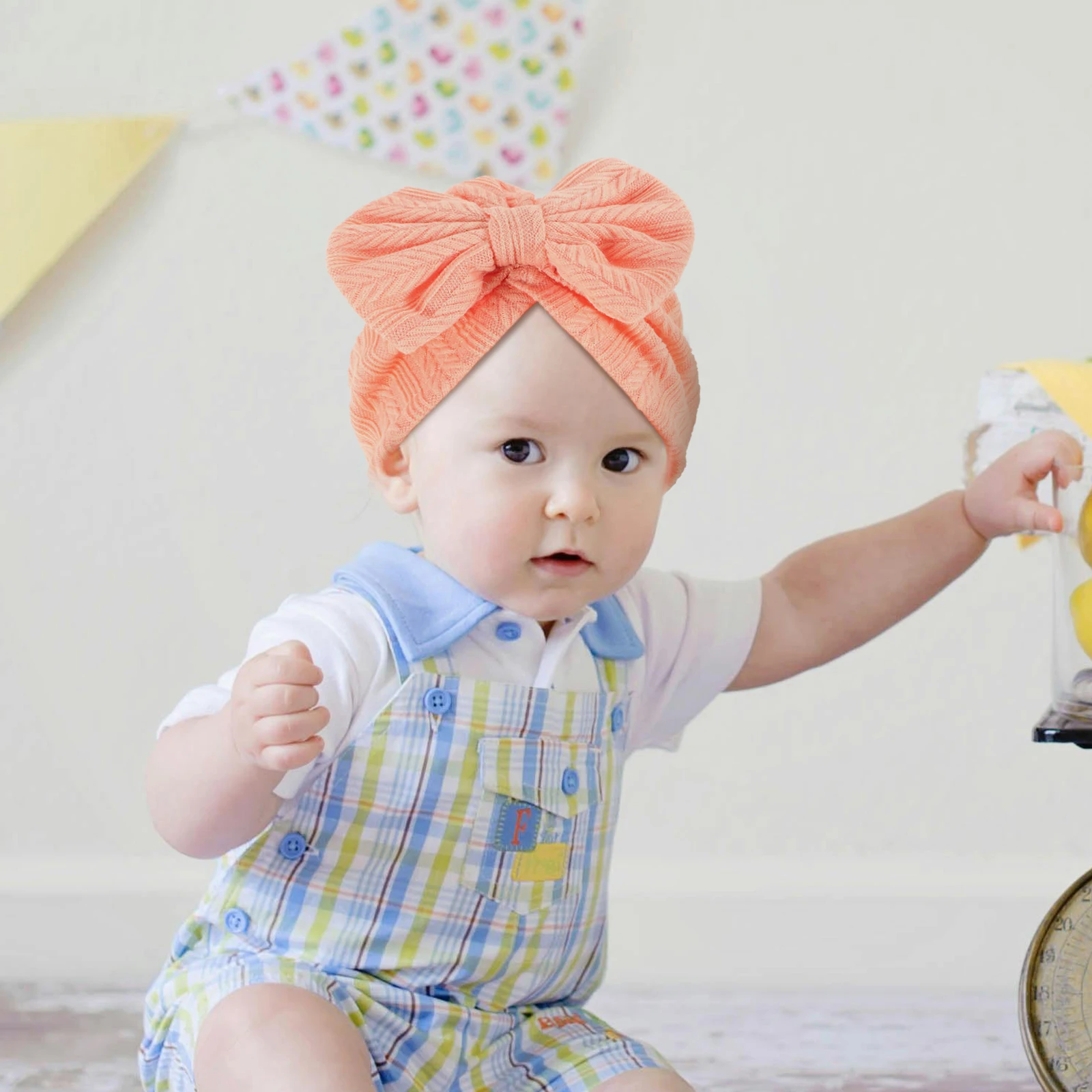 

Baby Hat Newborn Beanie Pure Color Wheat Ear Bow Baby Turbans Caps Headb s Toddler Bucket Hats Infant Birthday Soft Cotton