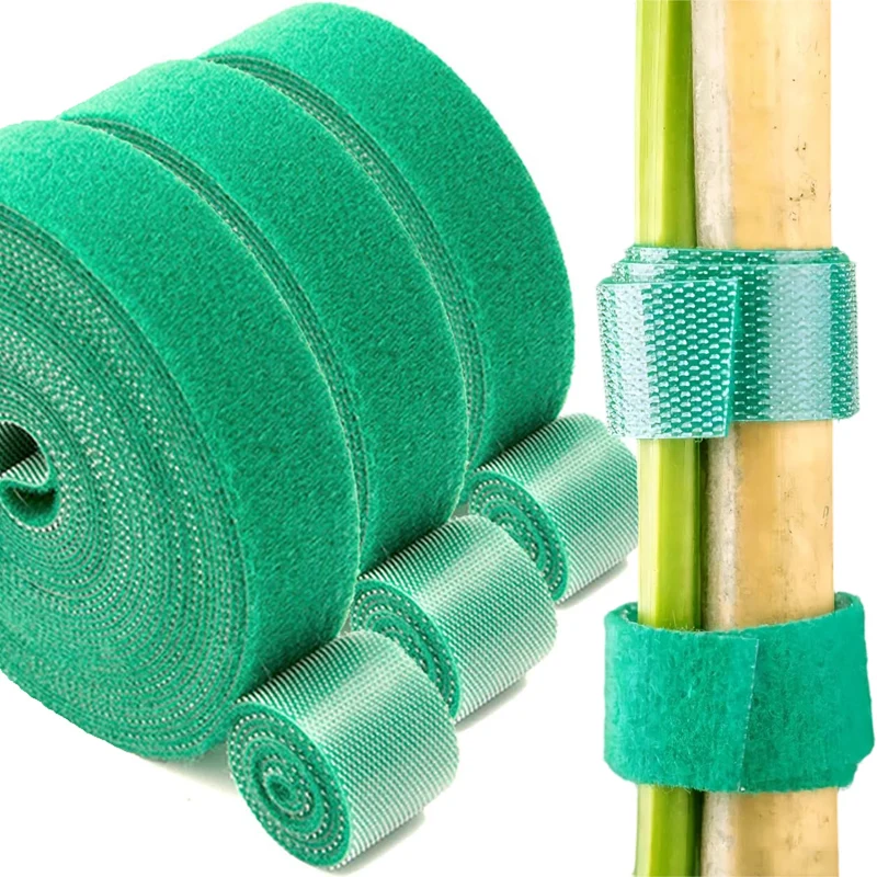 Self Adhesive Plant Tie Adjustable Nylon Plants Cable Hook Loop Support Garden Twine Bandage Reusable Fastener Green Tape Strips
