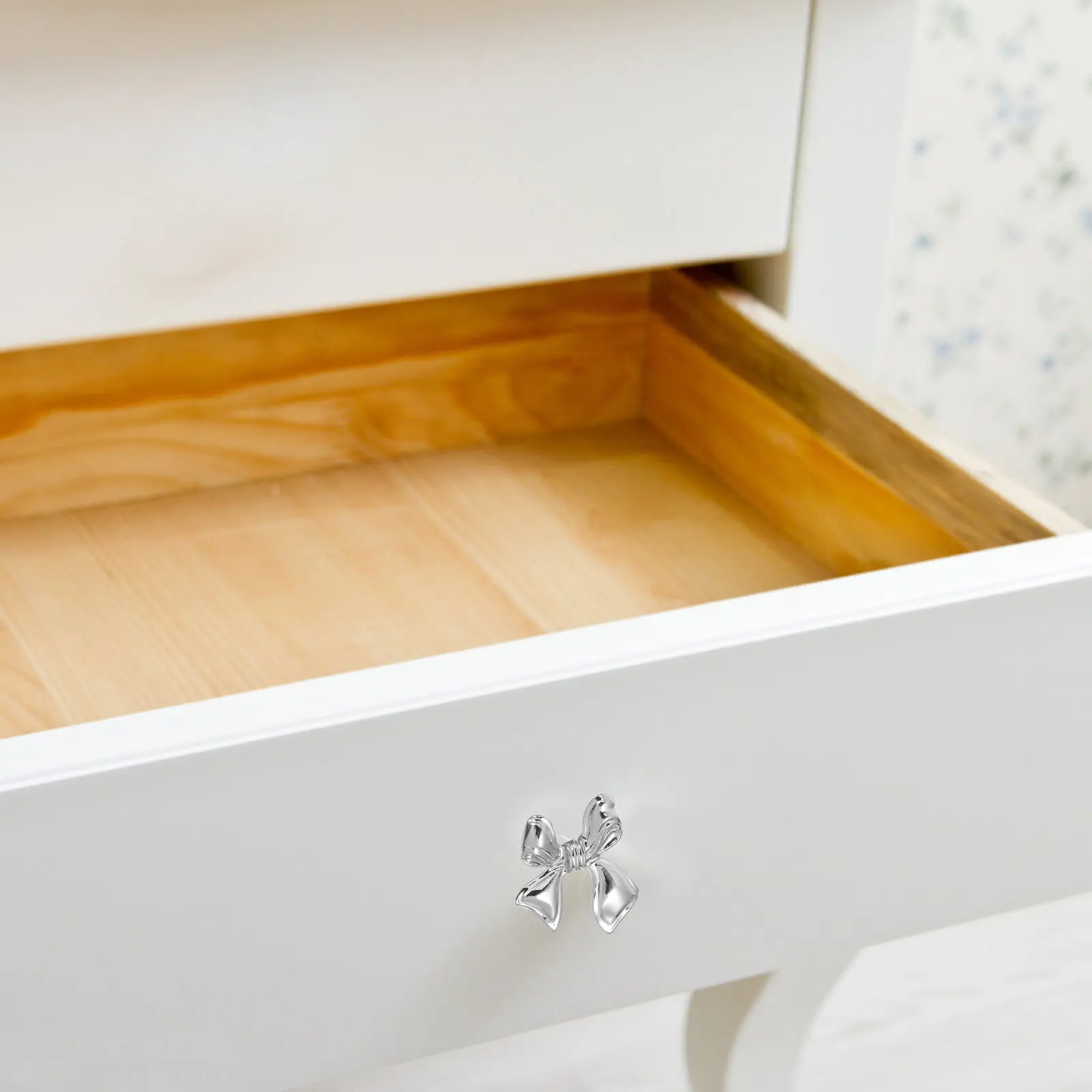 Brass Bow Dresser Knob Silver Vintage Drawer Pull Cabinet Handle Wardrobe Pull Bowknot Shape Easy Install Stylish Furniture Knob