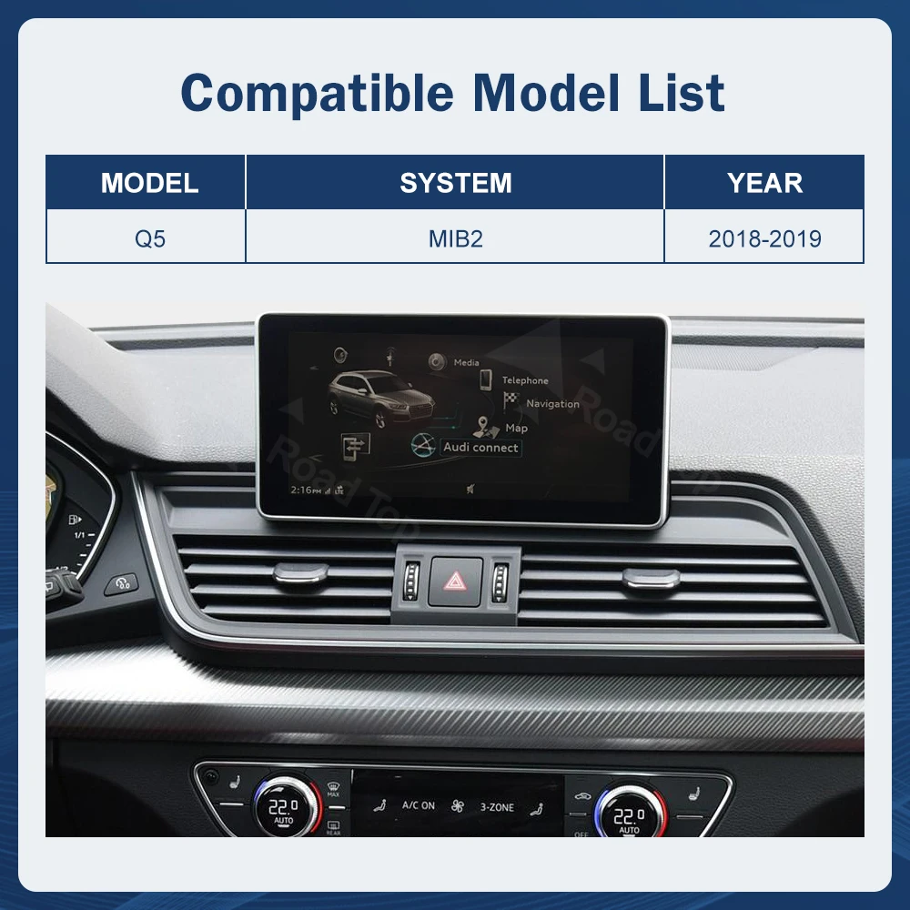 12.3 Inch Multimedia Display Touch Screen For Audi Q5 MIB 2018-2019 Airplay Miracast Function Wireless Carplay Android Auto