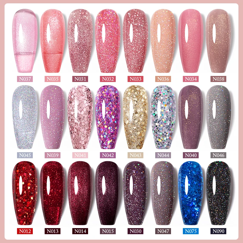 UR SUGAR 7.5ml Pink Series Glitter Gel Nail Polish Winter Semi Permanent Soak Off UV Gel Varnish Sparkle Nail Art Manicure